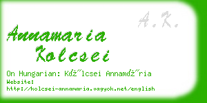 annamaria kolcsei business card